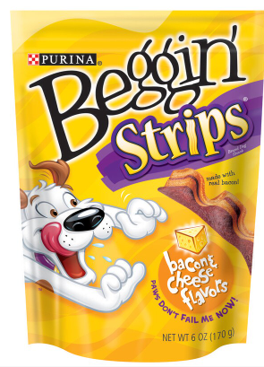 Purina Beggin' Strips Dog Snack, Bacon and Cheese Flavors