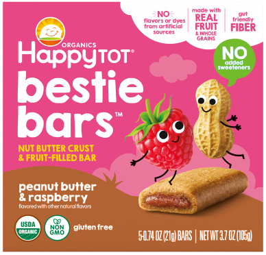 Happy Family Happy Tot Organics Bestie Bars, Peanut Butter & Raspberry