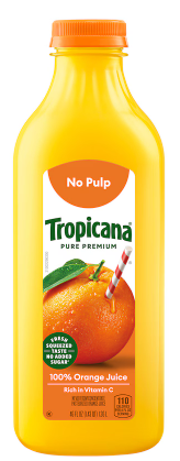 Tropicana Pure Premium Orange Juice, No pulp, Plastic Bottle
