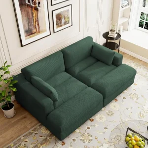 Oversized Loveseat Recliner, 84 Inch Upholstered Sofa Bed Corduroy Indoor Recliner Seat Solid Wood Sofa