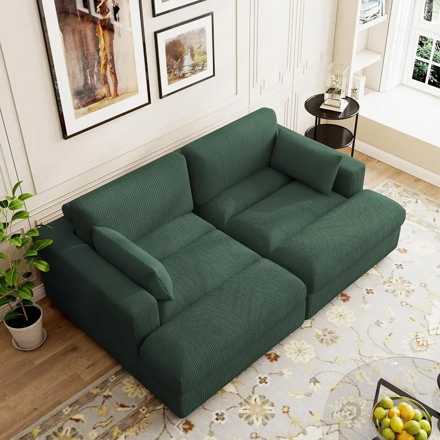 Oversized Loveseat Recliner, 84 Inch Upholstered Sofa Bed Corduroy Indoor Recliner Seat Solid Wood Sofa - Image 1